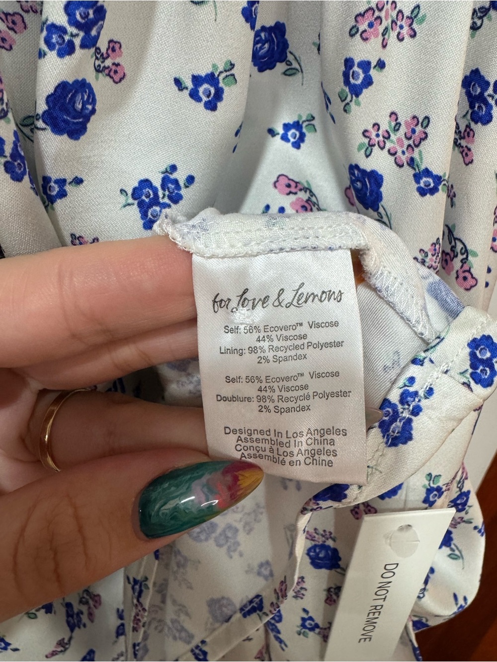 For Love & Lemons Paulina Puff Sleeve Corset Mini Dress Blue Floral Print - S - Picture 8 of 11